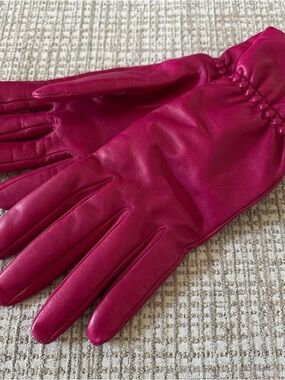 Women’s Montefusco Napa Leather Gloves Cashmere Lined Italy Pink Sz 8